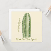 Carte de vœux cactus Fencepost mexicain (Devant/Arrière en situation)