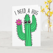 Carte de voeux Cactus 'I Need a Hug' (Fleur jaune)