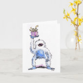 Carte de vœux cadeau Yéti (Fleur jaune)