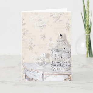 Carte de vœux - Cage à oiseaux Shabby Chic