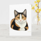 Carte de voeux Calico Cat (Fleur jaune)