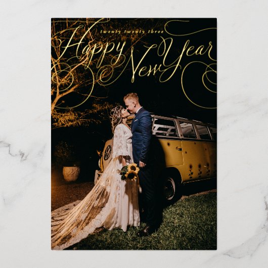 Carte de voeux calligraphiée en feuille de métal p (Recto)