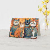 carte de voeux calmant chats (Fleur jaune)