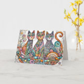 carte de voeux calmant chats (Fleur jaune)