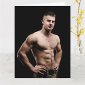 Carte de voeux Camouflage Hot Guy (Fleur jaune)