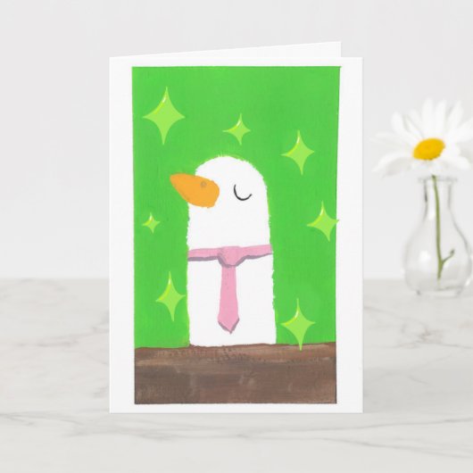Carte de vœux Canard d'affaires (Petite plante)