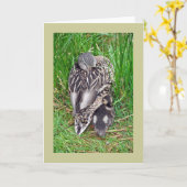Carte de vœux cane mère et bébé (Fleur jaune)