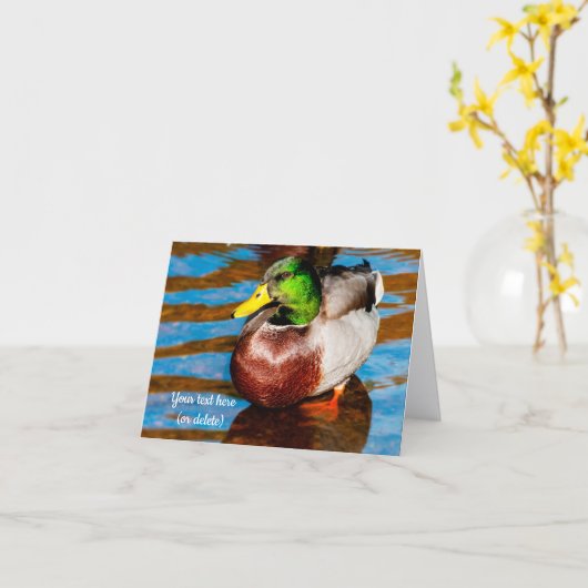 Carte de vœux Caneton colvert mignon (Fleur jaune)