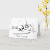 Carte de voeux - Caricature de pêche - Sport (Fleur jaune)