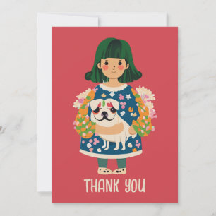 Carte de voeux Carlin personnalisée Boho Floral