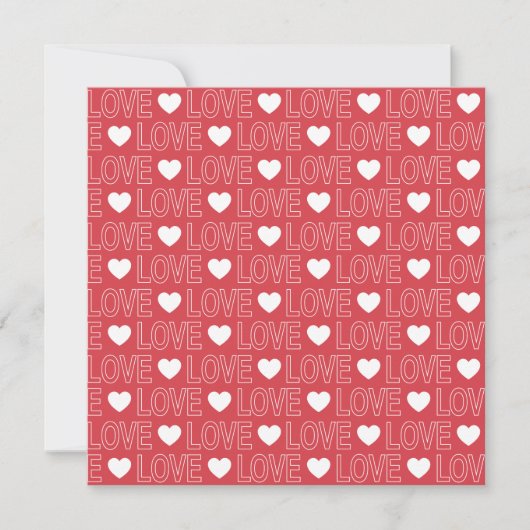 Carte de vœux carrée Love Pattern - Contour blanc (Devant)