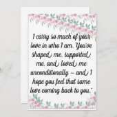 Carte de vœux | Carte de coeur pour parent, mentor (Devant / Derrière)