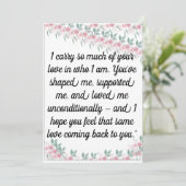 Carte de vœux | Carte de coeur pour parent, mentor (Debout devant)