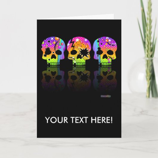 Carte de voeux, carte de note - SKULLS POP ART (Devant)