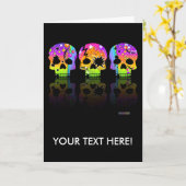 Carte de voeux, carte de note - SKULLS POP ART (Fleur jaune)