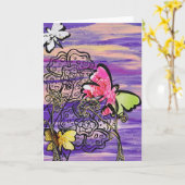 Carte de voeux Casquette papillon (Fleur jaune)