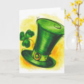 Carte de voeux Casquette vert (Fleur jaune)