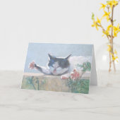 Carte de voeux Cat & Geranium (Fleur jaune)
