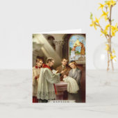 Carte de voeux catholique vintage de baptême (Fleur jaune)