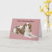 Carte de voeux Cavalier King Charles Spaniel (Fleur jaune)