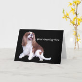 Carte de voeux Cavalier King Charles Spaniel (Fleur jaune)