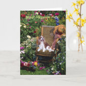 Carte de voeux Cavalier King Charles Spaniel (Fleur jaune)