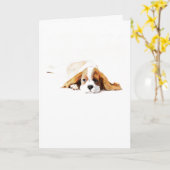 Carte de vœux Cavalier King Charles Spaniel, Cadea (Fleur jaune)