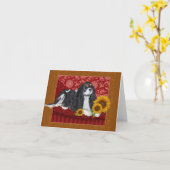 Carte de vœux, Cavalier King Charles Spaniel, Tri  (Fleur jaune)