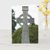 Carte de voeux Celtic Stone Cross (Fleur jaune)