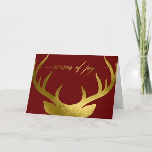 Carte de Vœux Cerf Doré Saison de Joie (Devant)