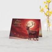 Carte de vœux cerf mystique de pays d'hiver (Fleur jaune)