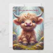 Carte de voeux chaleureuse Highland Calf Flat (Devant)