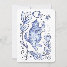 Carte de vœux Chat Bleu