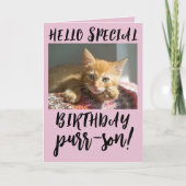 CARTE DE VOEUX CHAT D'ANNIVERSAIRE CHATON ROUX (Devant)