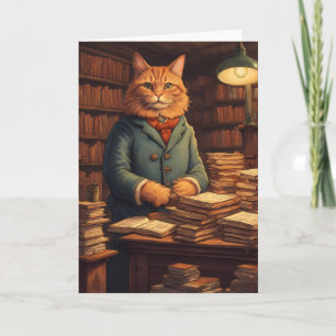 carte de vœux chat de bibliothèque #10