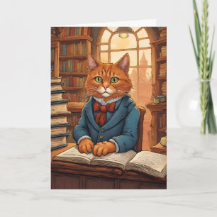 carte de vœux chat de bibliothèque #11
