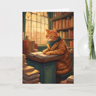 carte de vœux chat de bibliothèque #14