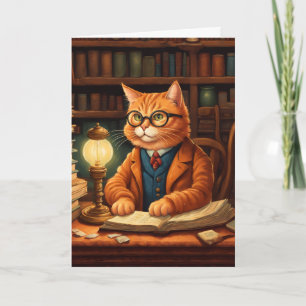 carte de vœux chat de bibliothèque #15