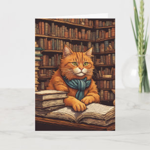 carte de vœux chat de bibliothèque #17