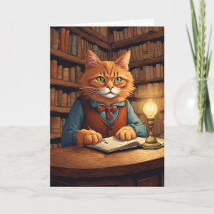 carte de vœux chat de bibliothèque #18