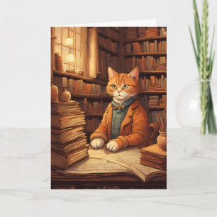 carte de vœux chat de bibliothèque #2
