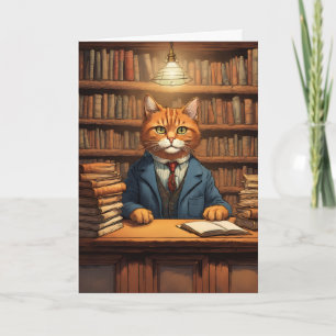 carte de vœux chat de bibliothèque #20