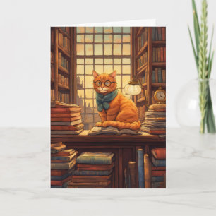 carte de vœux chat de bibliothèque #4