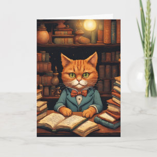 carte de vœux chat de bibliothèque #5