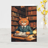 carte de vœux chat de bibliothèque #7 (Fleur jaune)