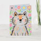 Carte de vœux Chat Griffonnage Gris (Devant)