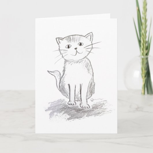 Carte de vœux Chat Heureux (Devant)