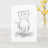 Carte de vœux Chat Heureux (Fleur jaune)
