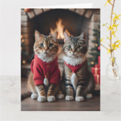 Carte de vœux CHAT MIGNON NOËL (Fleur jaune)