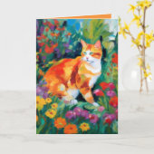 Carte de vœux Chat parmi les fleurs (Fleur jaune)